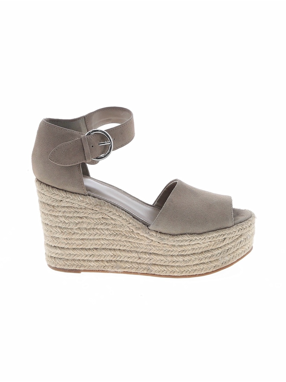 Marc Fisher Taupe Espadrille Ankle-Strap Wedge Sandal